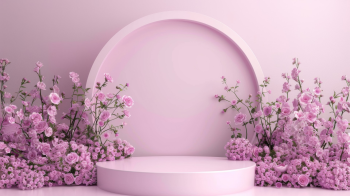 Sân khấu, bục đỡ, bục, bệ đỡ, bệ, podium, trang trí, decor, màu hồng, pink, hoa lá -TungArt7 (4)