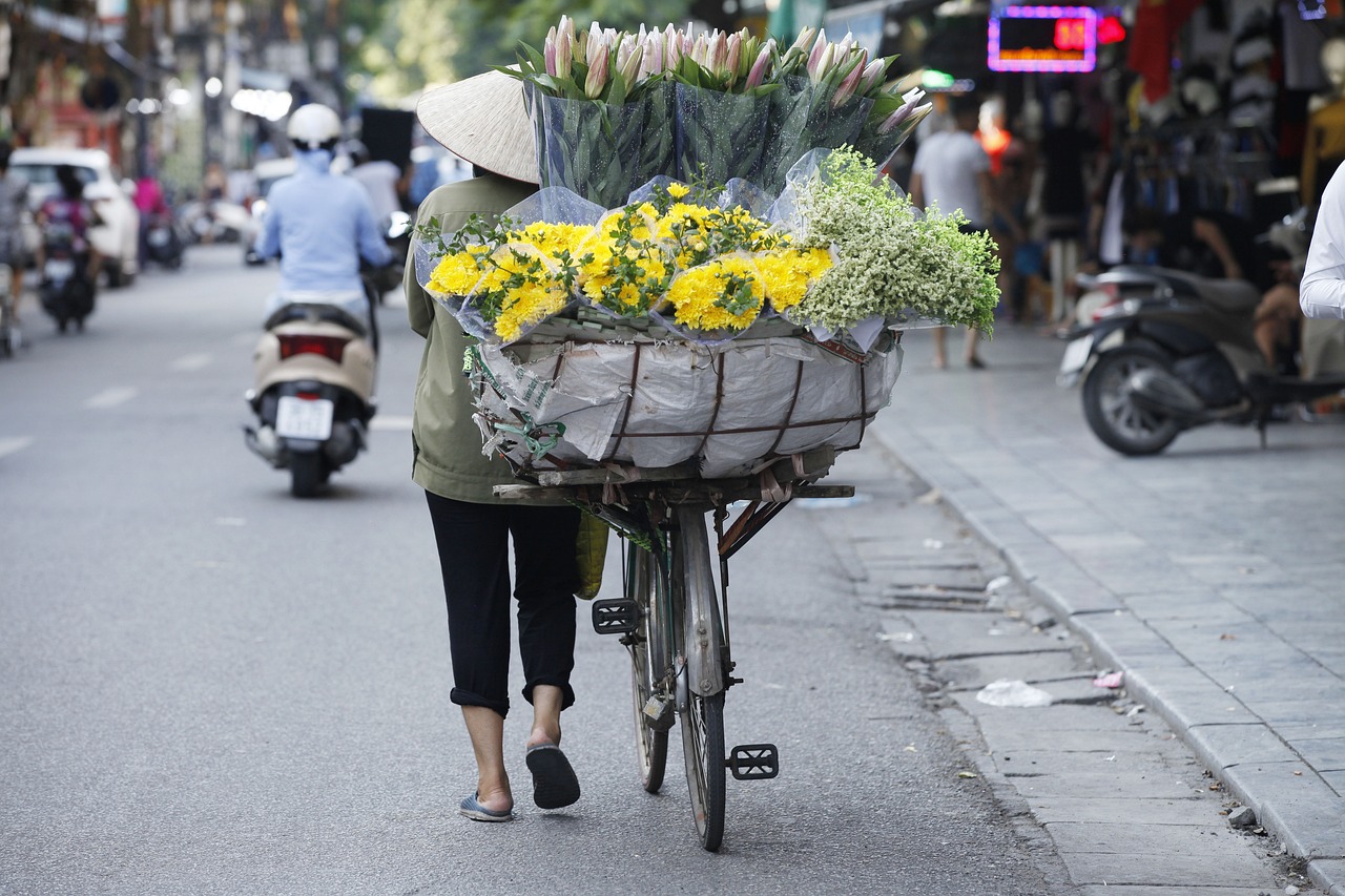 Xe hoa, bán hoa, hoa, chợ hoa, Việt Nam - Thangphan