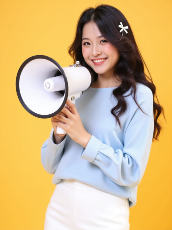 Con gái, cô gái, nữ, girl, học sinh, sinh viên, người mẫu, cầm loa phát thanh, Việt Nam 1