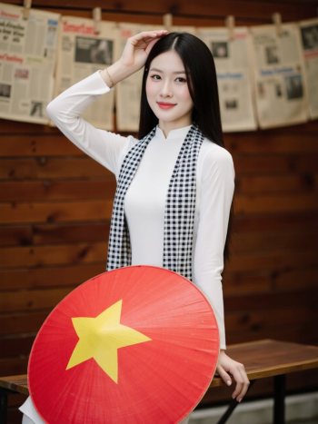 Áo dài, học sinh, sinh viên, con gái, cô gái, girl, phụ nữ, lá cờ, cờ, khăn rằn, Việt Nam, VietNam, Vietnamese 15