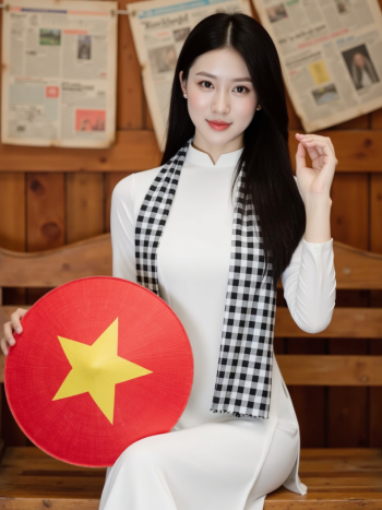 Áo dài, học sinh, sinh viên, con gái, cô gái, girl, phụ nữ, lá cờ, cờ, khăn rằn, Việt Nam, VietNam, Vietnamese 9