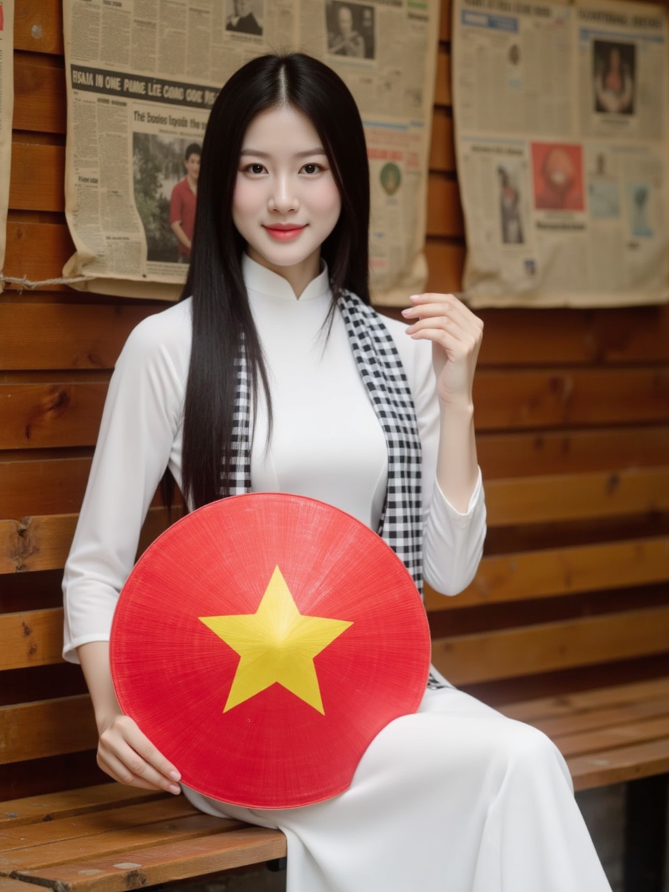 Áo dài, học sinh, sinh viên, con gái, cô gái, girl, phụ nữ, lá cờ, cờ, khăn rằn, Việt Nam, VietNam, Vietnamese 16