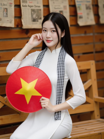 Áo dài, học sinh, sinh viên, con gái, cô gái, girl, phụ nữ, lá cờ, cờ, khăn rằn, Việt Nam, VietNam, Vietnamese 17