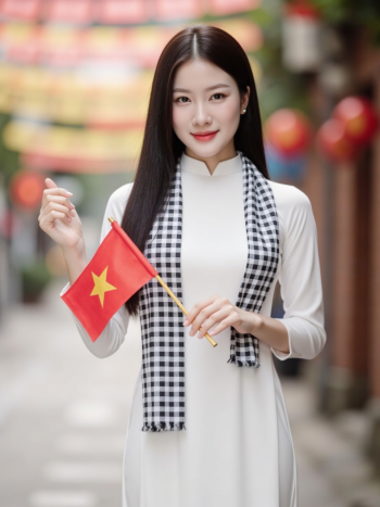 Áo dài, học sinh, sinh viên, con gái, cô gái, girl, phụ nữ, lá cờ, cờ, khăn rằn, Việt Nam, VietNam, Vietnamese 4