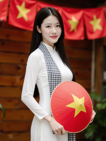 Áo dài, học sinh, sinh viên, con gái, cô gái, girl, phụ nữ, lá cờ, cờ, khăn rằn, Việt Nam, VietNam, Vietnamese 12