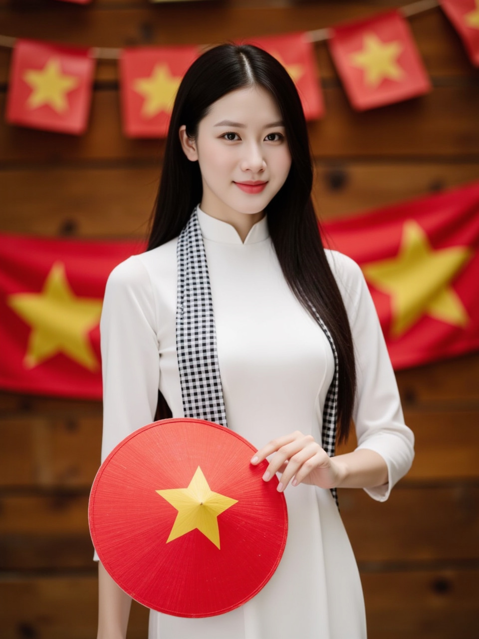 Áo dài, học sinh, sinh viên, con gái, cô gái, girl, phụ nữ, lá cờ, cờ, khăn rằn, Việt Nam, VietNam, Vietnamese 14