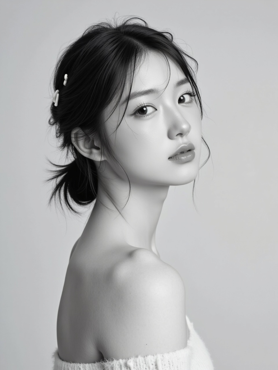 Con gái, cô gái, girl, nhân viên, worker, black and white, B&W 12