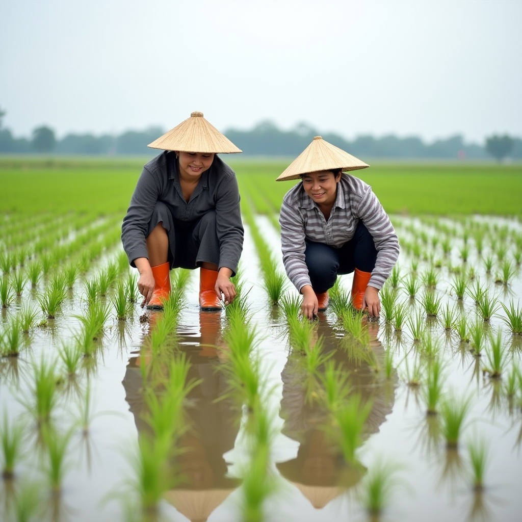 Nông dân, farmer, cấy lúa, rice planting, nón lá ,conical hat, ruộng nước, flooded field, nông nghiệp, agriculture, 3