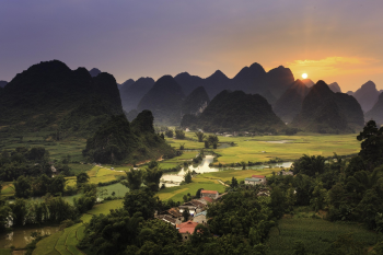 Cánh đồng lúa, rice field, núi, mountain, sky, bầu trời, hoàng hôn, sunset- Quangpraha