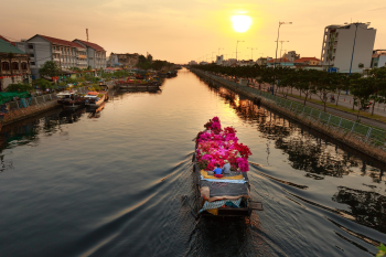 Chợ nổi, floating market, thuyền hàng, cargo boats, miền Tây, Mekong Delta, buôn bán sông nước, river trading, hoa, flower - Quangpraha