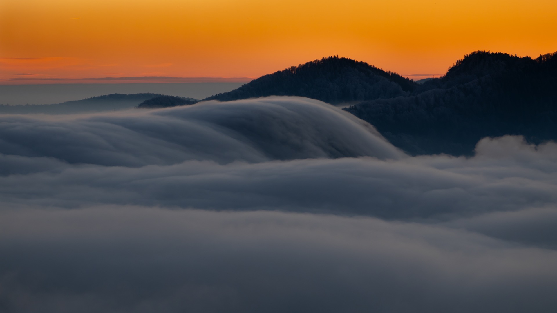 Bình minh, fog, sương mù, misty hills, đồi mờ, twilight, hoàng hôn, landscape, phong cảnh, nature, thiên nhiên - qq,