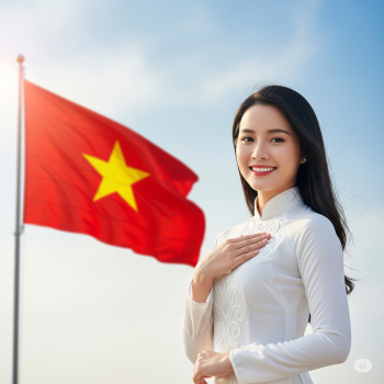Cô gái Việt Nam, áo dài truyền thống, lá cờ Việt Nam, flag, Tổ Quốc, cô gái, girl, Việt Nam