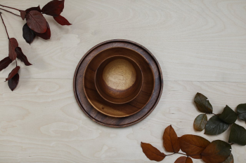 Dĩa gỗ, wooden plate, container, bát gỗ, wooden bowl, kitchen, dụng cụ bếp - Cup of Couple 1