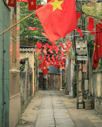 Lá cờ Việt nam, flag, Hà Nội, khung cảnh Việt, góc hẻm Hà Nội, alley corner, Việt Nam - Dang Hong