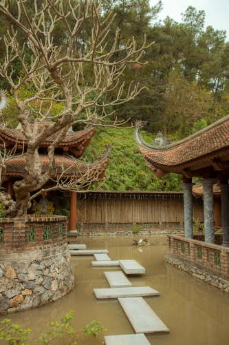 Địa Tạng Phi Lai Tự, chùa, pagoda, mái ngói, tiled roof, rồng, dragon,truyền thống, traditional, Việt Nam, Vietnam, điêu khắc, sculpture, cổ kính, ancient, cây khô, dead tree, ao, pond - HONG SON