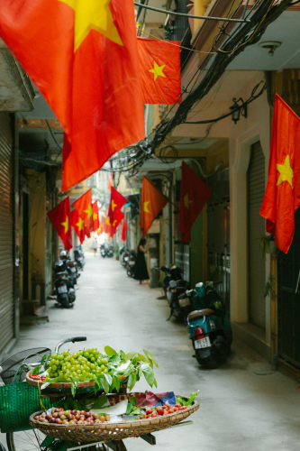 Lá cờ Việt nam, flag, Hà Nội, khung cảnh Việt, góc hẻm Hà Nội, hàng rong, alley corner, Việt Nam - HONG SON 1