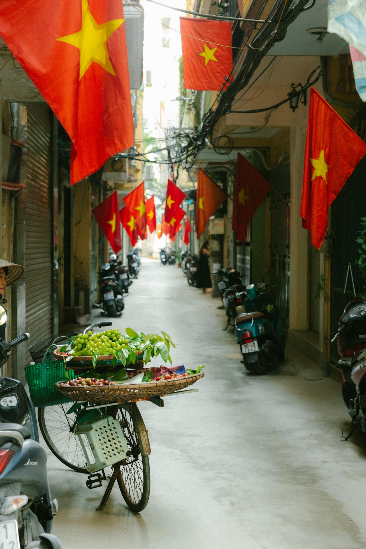 Lá cờ Việt nam, flag, Hà Nội, khung cảnh Việt, góc hẻm Hà Nội, hàng rong, alley corner, Việt Nam - HONG SON 2