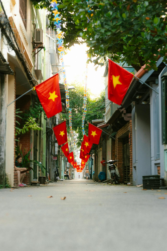 Lá cờ Việt nam, flag, Hà Nội, khung cảnh Việt, góc hẻm Hà Nội, hàng rong, Việt Nam - HONG SON 5