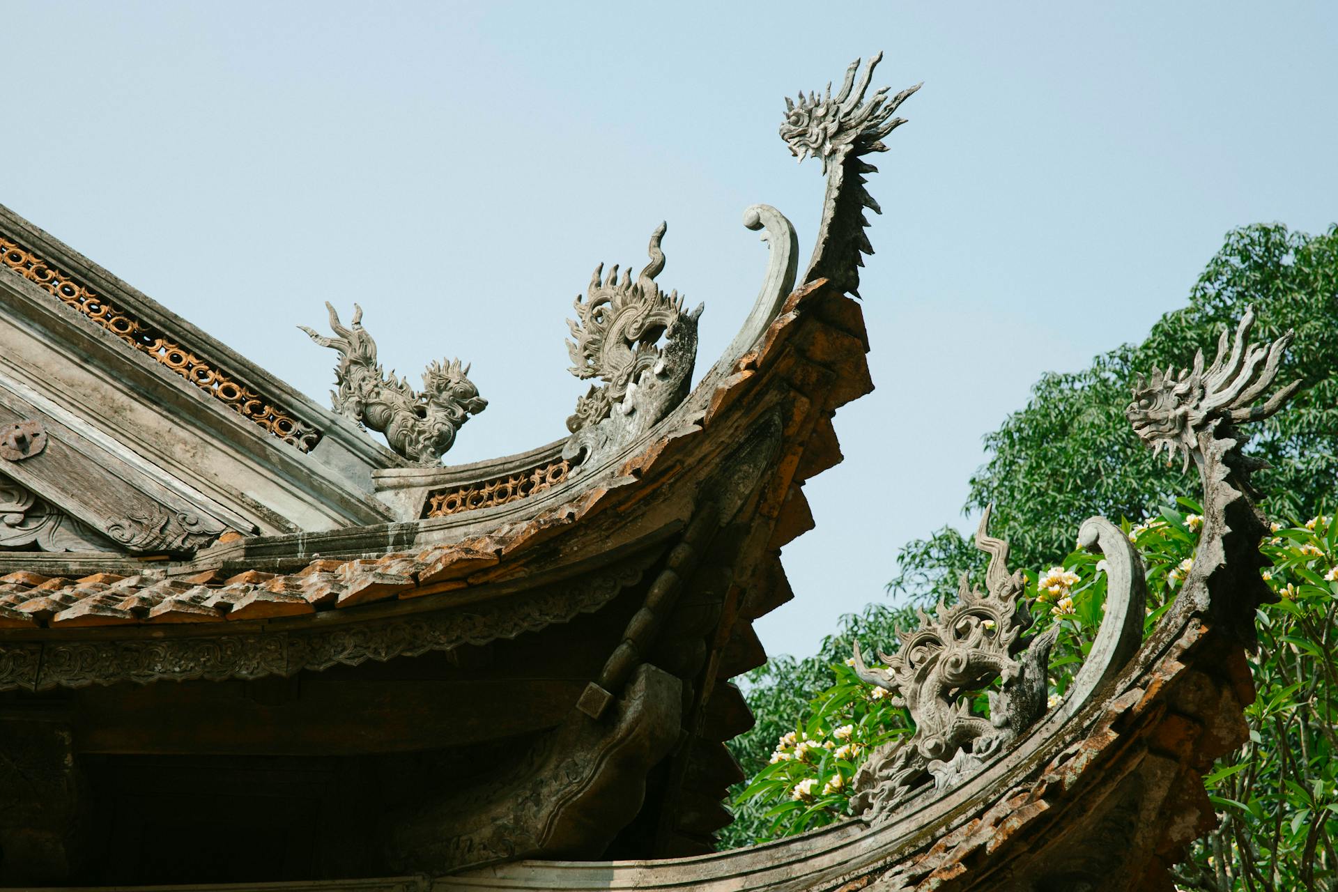 Chùa, pagoda, mái ngói, tiled roof, rồng, dragon,truyền thống, traditional, Việt Nam, Vietnam, điêu khắc, sculpture, cổ kính, ancient - HONG SON