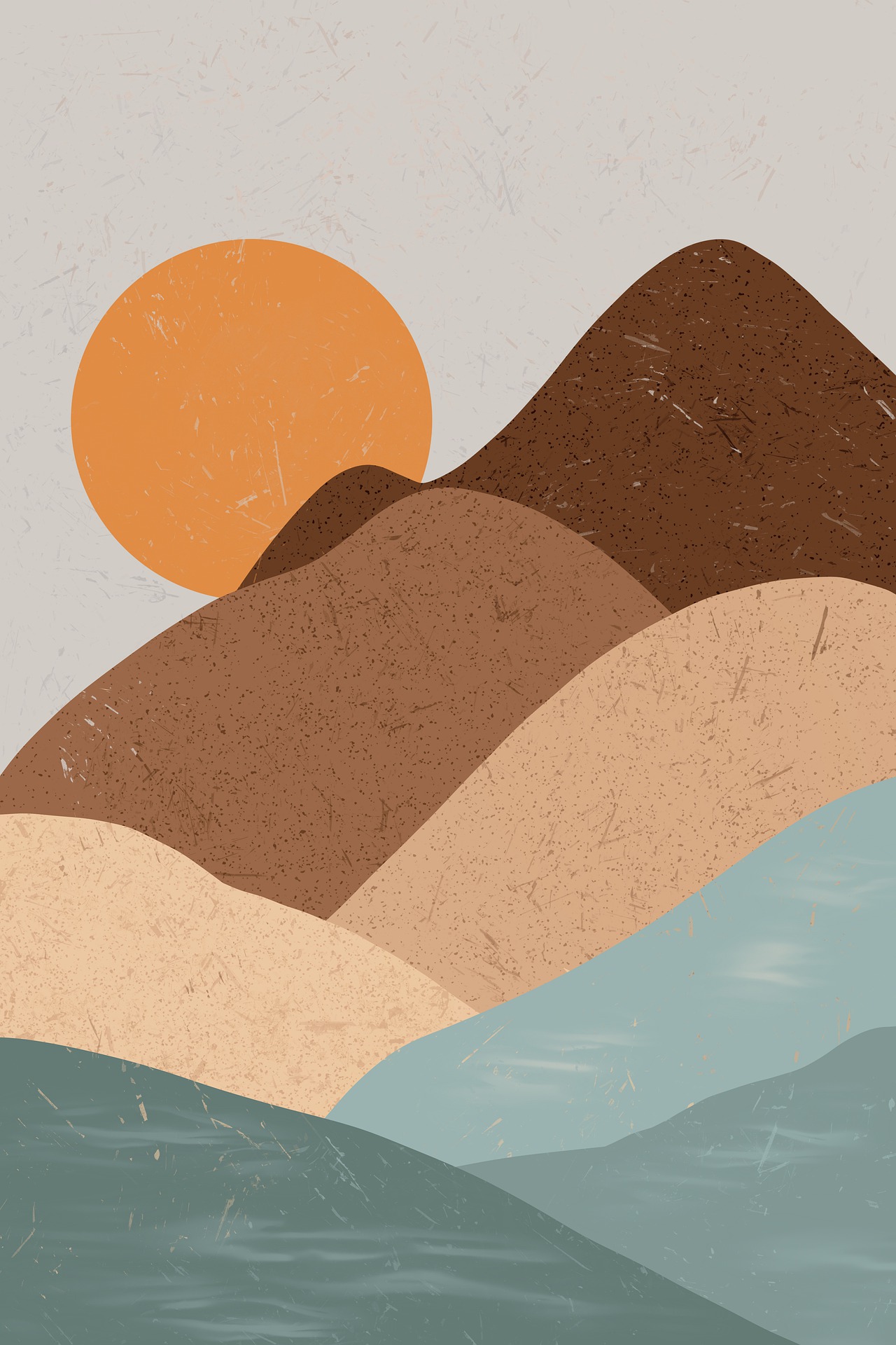 Sun, mặt trời, landscape, phong cảnh, abstract, trừu tượng, earth tone, màu đất, minimalism, tối giản - TianaZZ 1