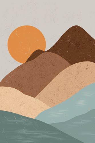 Sun, mặt trời, landscape, phong cảnh, abstract, trừu tượng, earth tone, màu đất, minimalism, tối giản - TianaZZ 1