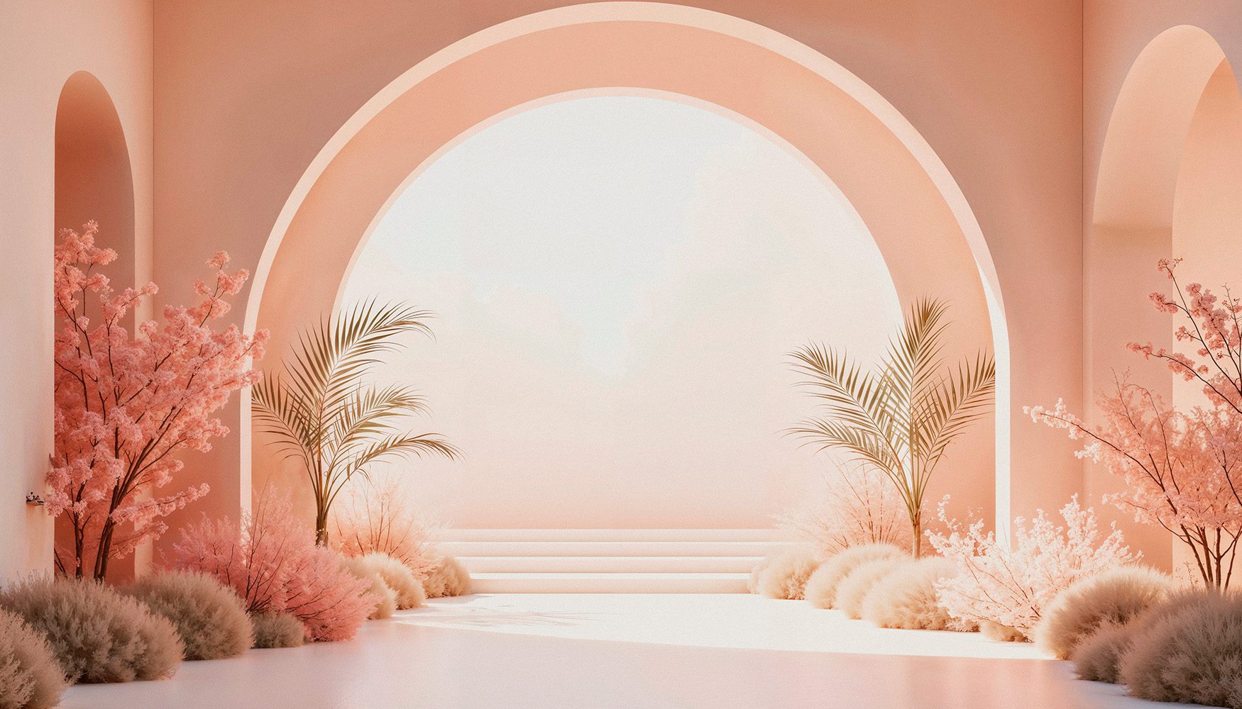 Studio, backdrop, nền, hình nền, background, không gian 3D, máy vòm, cây, tree, đơn giản, arch machine, minimalism - Pixabay