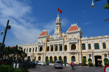 Tòa thị chính, tòa nhà, building, quốc kỳ, Việt Nam, thành phố, city, Hồ Chí Minh, đường phố,  street - vietnam-lt