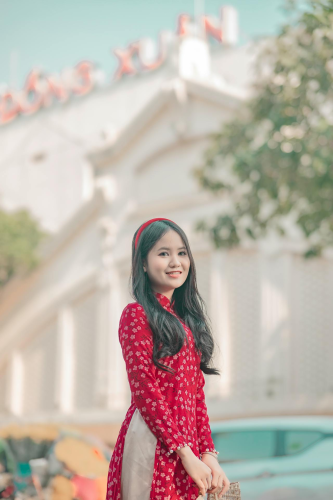 Cô gái, con gái, thiếu nữ, girl, Việt Nam, áo dài, truyền thống, traditional, đỏ - Toàn Văn 3