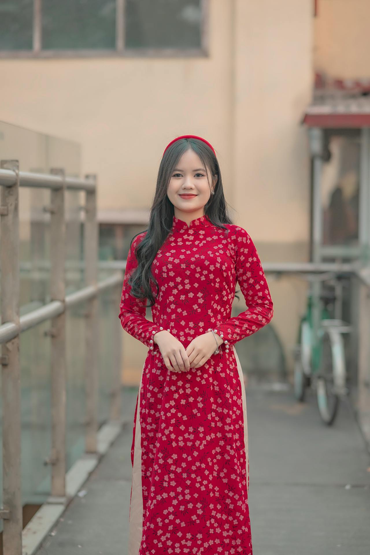 Cô gái, con gái, thiếu nữ, girl, Việt Nam, áo dài, truyền thống, traditional, đỏ - Toàn Văn 2