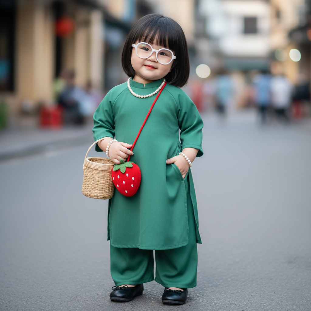 Ém bé, baby, kids, bé gái, little girl, dễ thương, cute, áo dài, Việt Nam