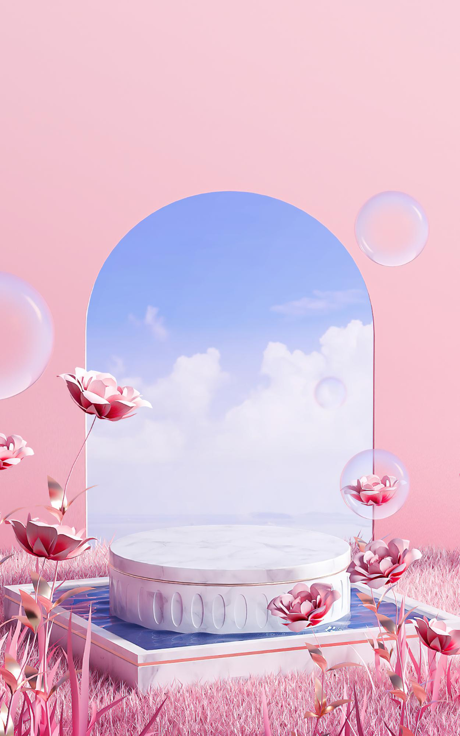 Podium, bệ, bệ đỡ, quảng cáo, sân khấu, stage, màu hồng, pink, nền, hình nền, background 5