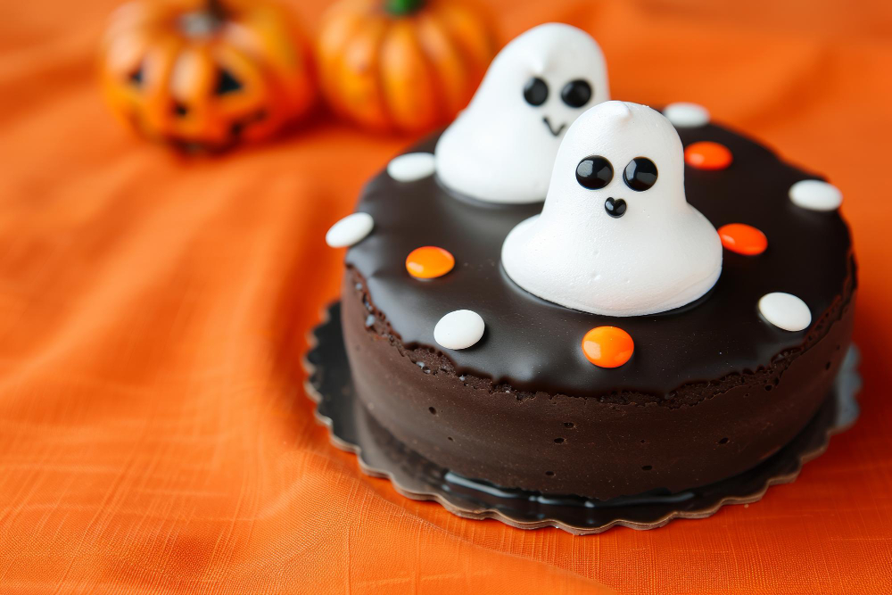 Bánh kem, bàn tiệc, lễ hội hóa trang, không khí halloween, cake, orange juice, party table, carnival, halloween atmosphere - Amster
