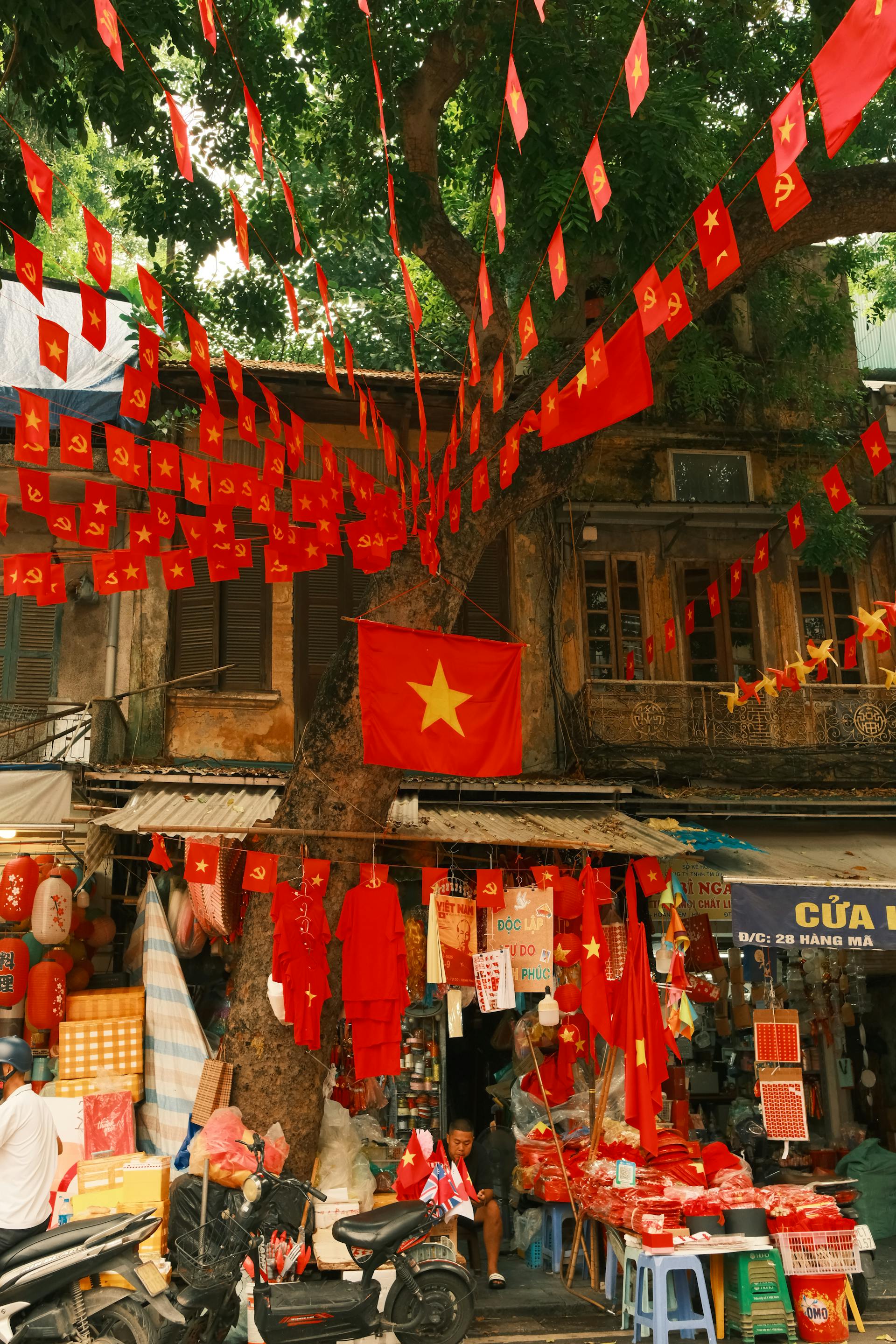 Lá cờ Việt nam, flag, Hà Nội, khung cảnh Việt, góc hẻm Hà Nội, Hanoi streets, alley corner, Việt Nam - Thuan Pham 6