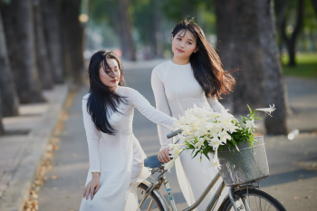 Thiếu nữ, cô gái, áo dài, truyền thống, xe đạp, young lady, girl, ao dai, tradition, bicycle - Phát trương 6