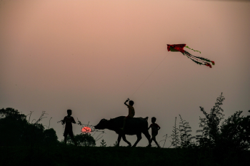 Thả diều, trẻ em, kite flying, children, bầu trời, hoàng hôn, cánh đồng, miền quê, sky, sunset, field, countryside- xuanduongvan87 1