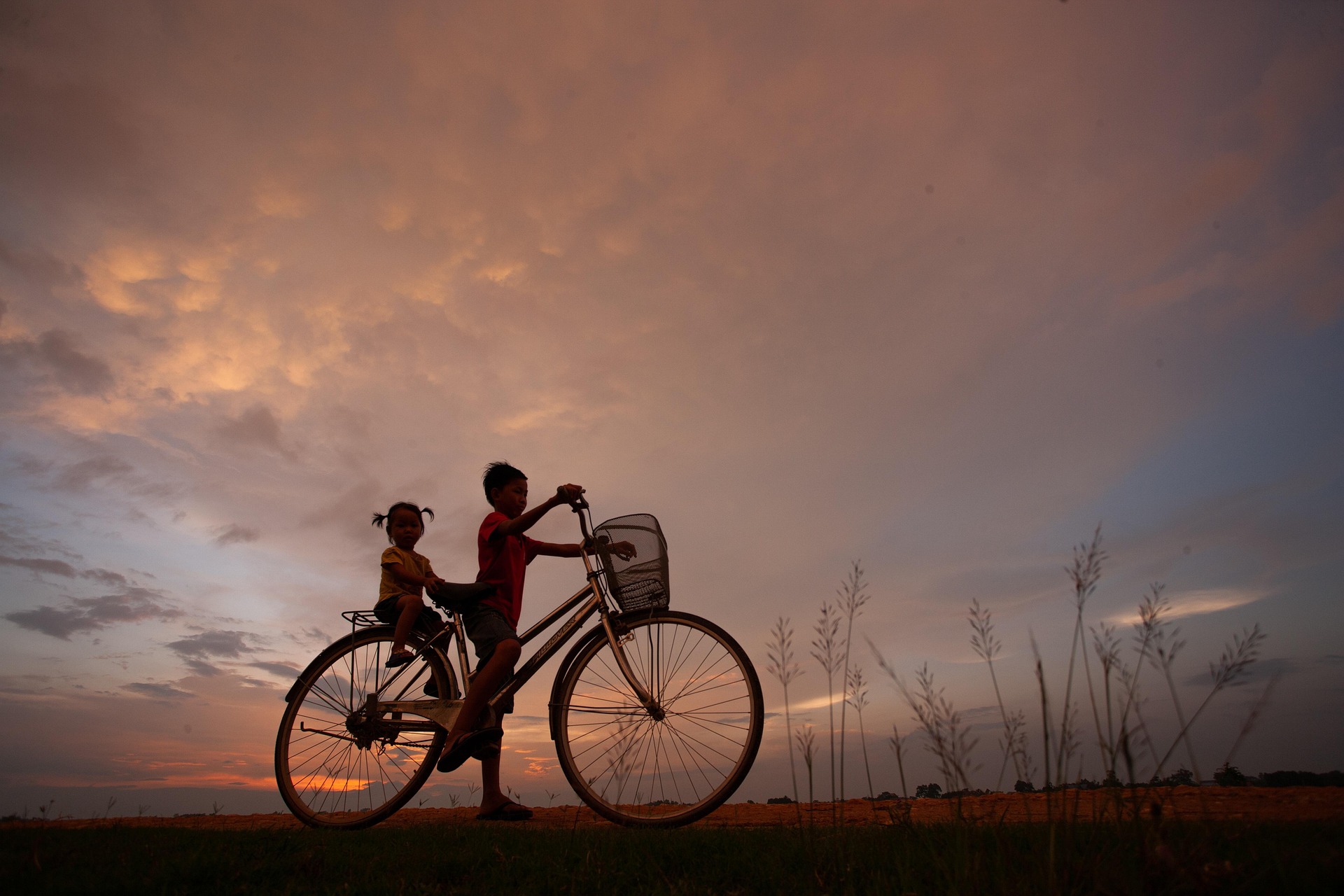 Trẻ em, children, bầu trời, hoàng hôn, cánh đồng, miền quê, sky, sunset, field, countryside- xuanduongvan87 3