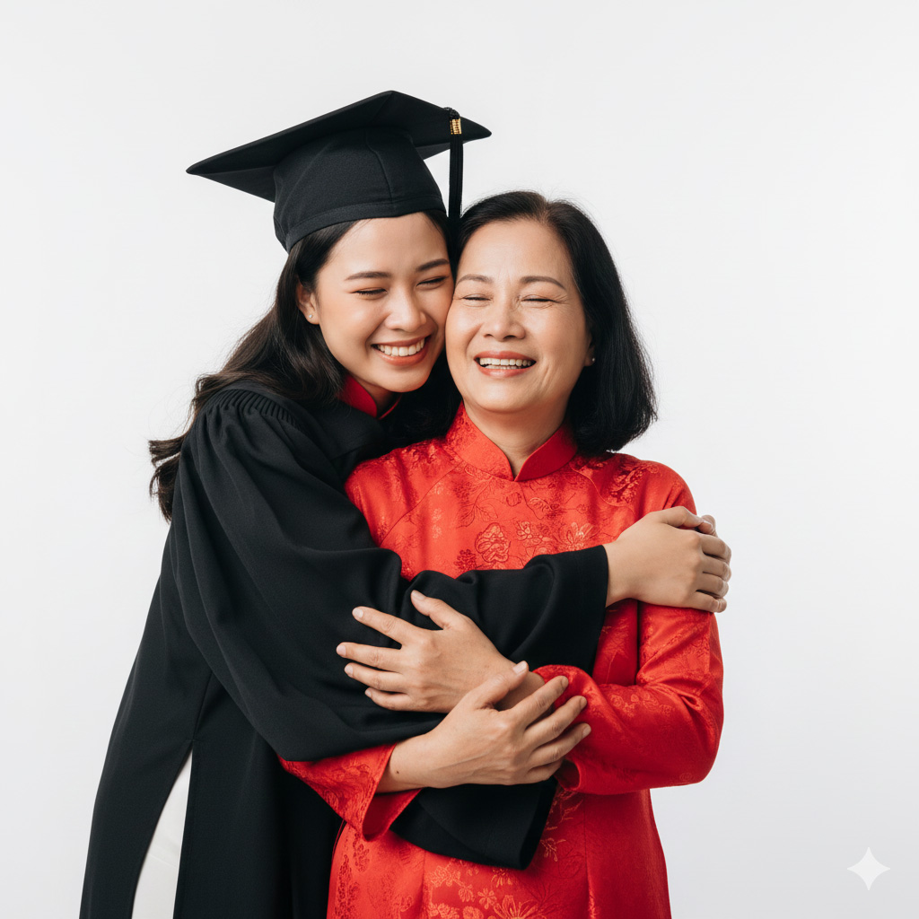 Tốt nghiệp, mẹ, con, áo dài, graduation, mother, child, ao dai