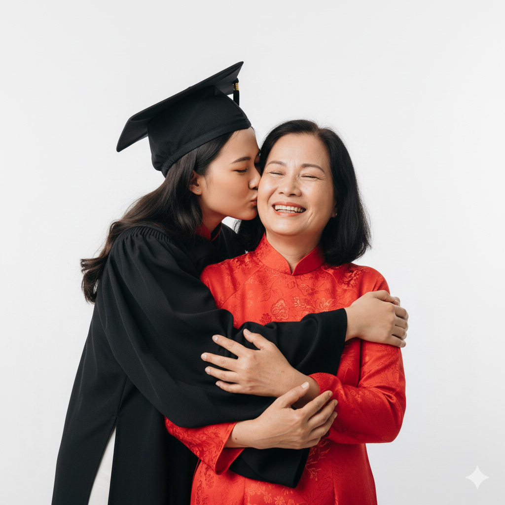 Tốt nghiệp, mẹ, con, áo dài, graduation, mother, child, ao dai 1