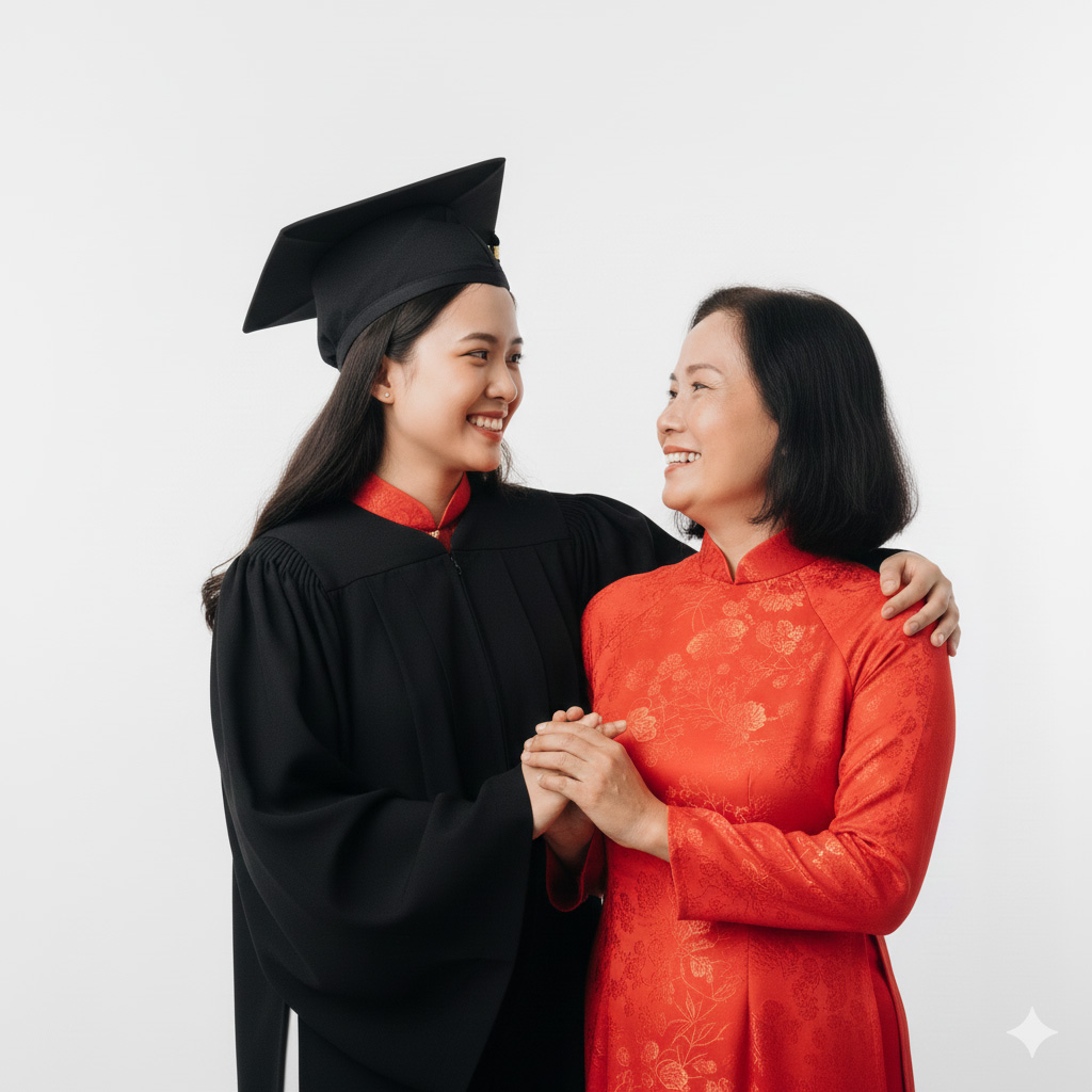 Tốt nghiệp, mẹ, con, áo dài, graduation, mother, child, ao dai 3