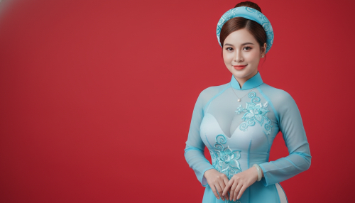 Cô gái mặc áo dài mỏng màu Xanh 
da trời đẹp rạng rỡ, trên cổ...