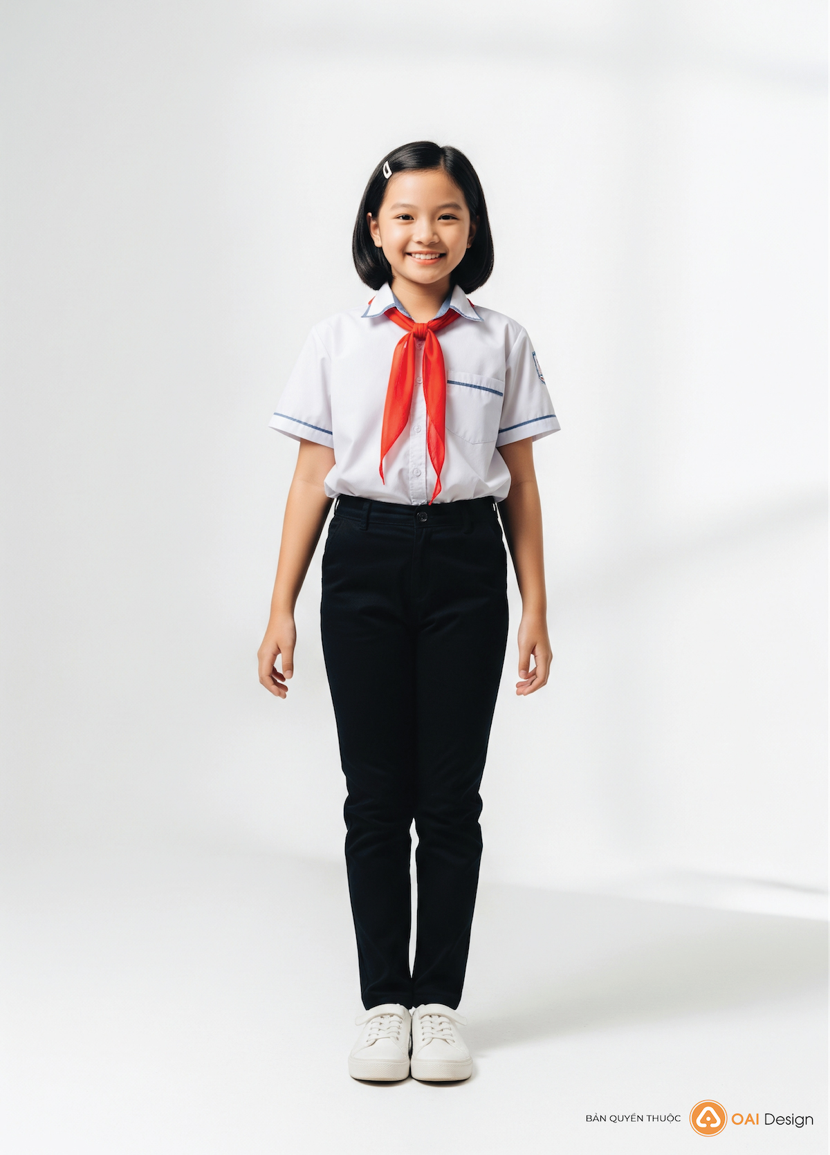 Học sinh, học sinh nữ, khăn quàng đỏ, Việt Nam, students, female students, red scarf, Vietnam - Phạm Quốc Oai