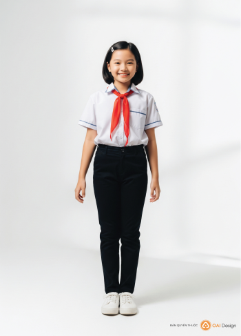 Học sinh, học sinh nữ, khăn quàng đỏ, Việt Nam, students, female students, red scarf, Vietnam - Phạm Quốc Oai