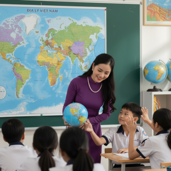 Cô giáo, giáo viên , dạy địa lý, học sinh, lớp học, geography teacher, student, class 1