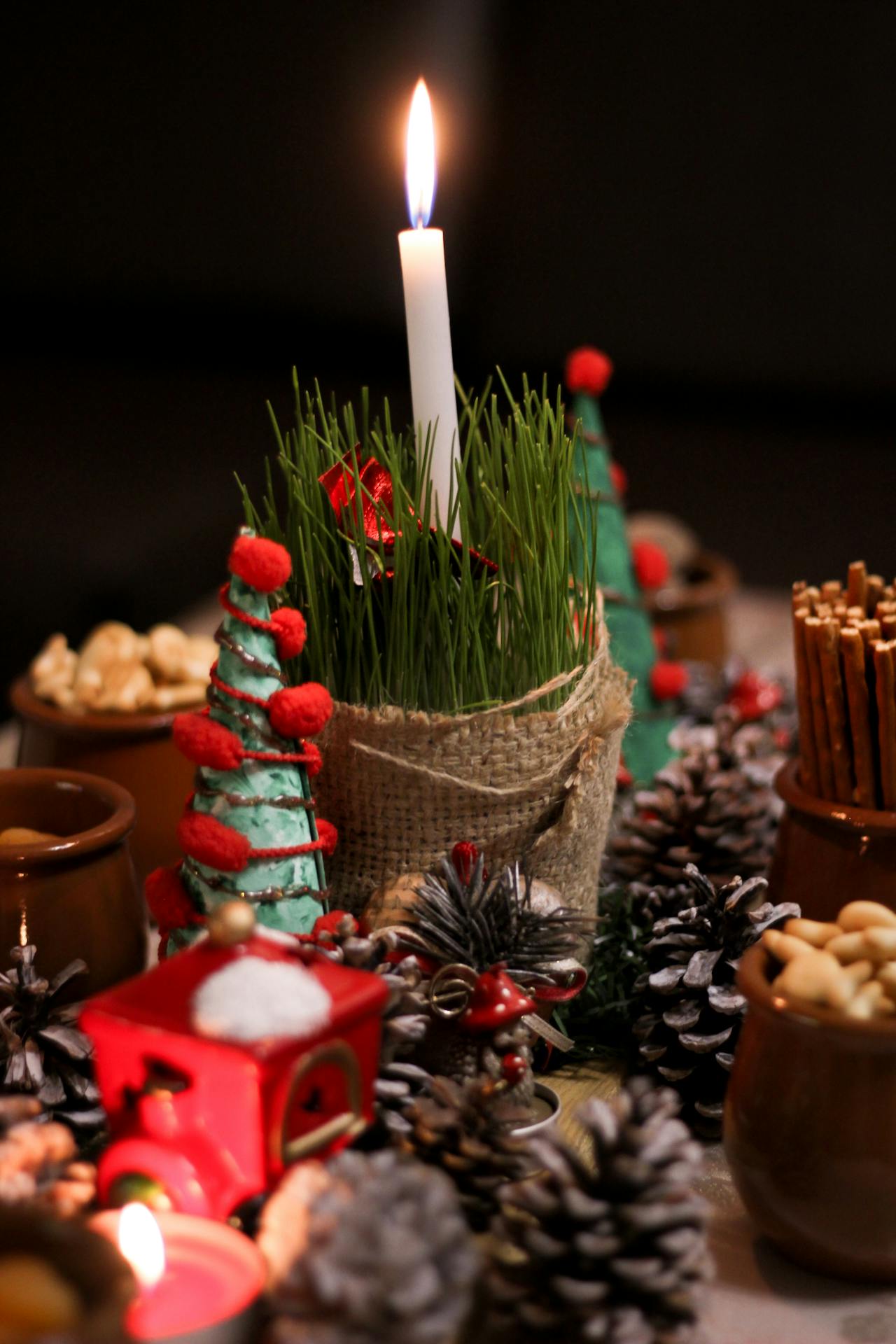 Giáng sinh, nến, trái thông, trái châu, trang trí, ấm áp, không khí giáng sinh, christmas, candles, pine cones, warm, christmas atmosphere - Djurdjina ph.djiz
