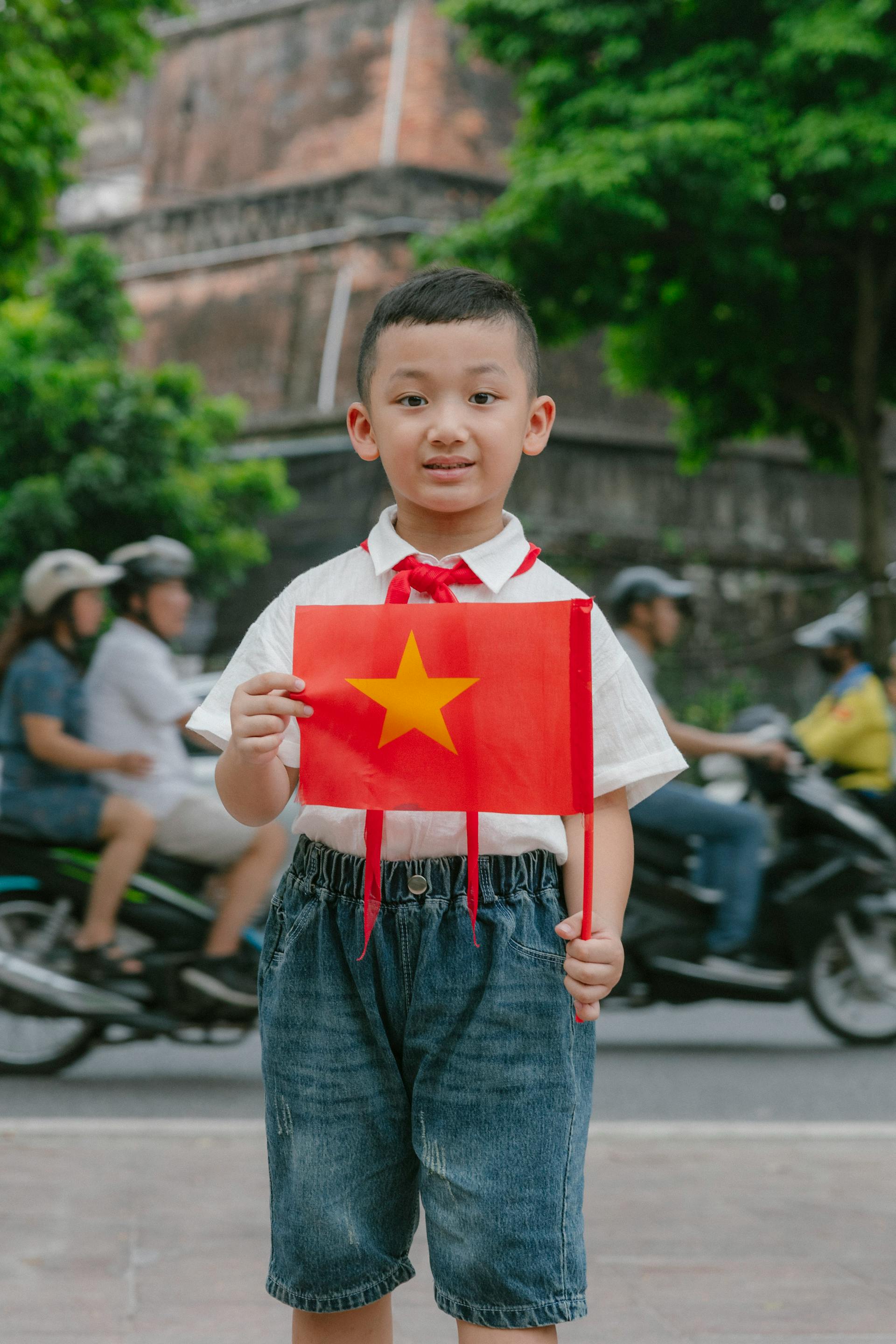 Bé trai, cờ, cột cờ, Việt Nam, em bé, boy, flag, Vietnam flagpole, children- HONG SON 3