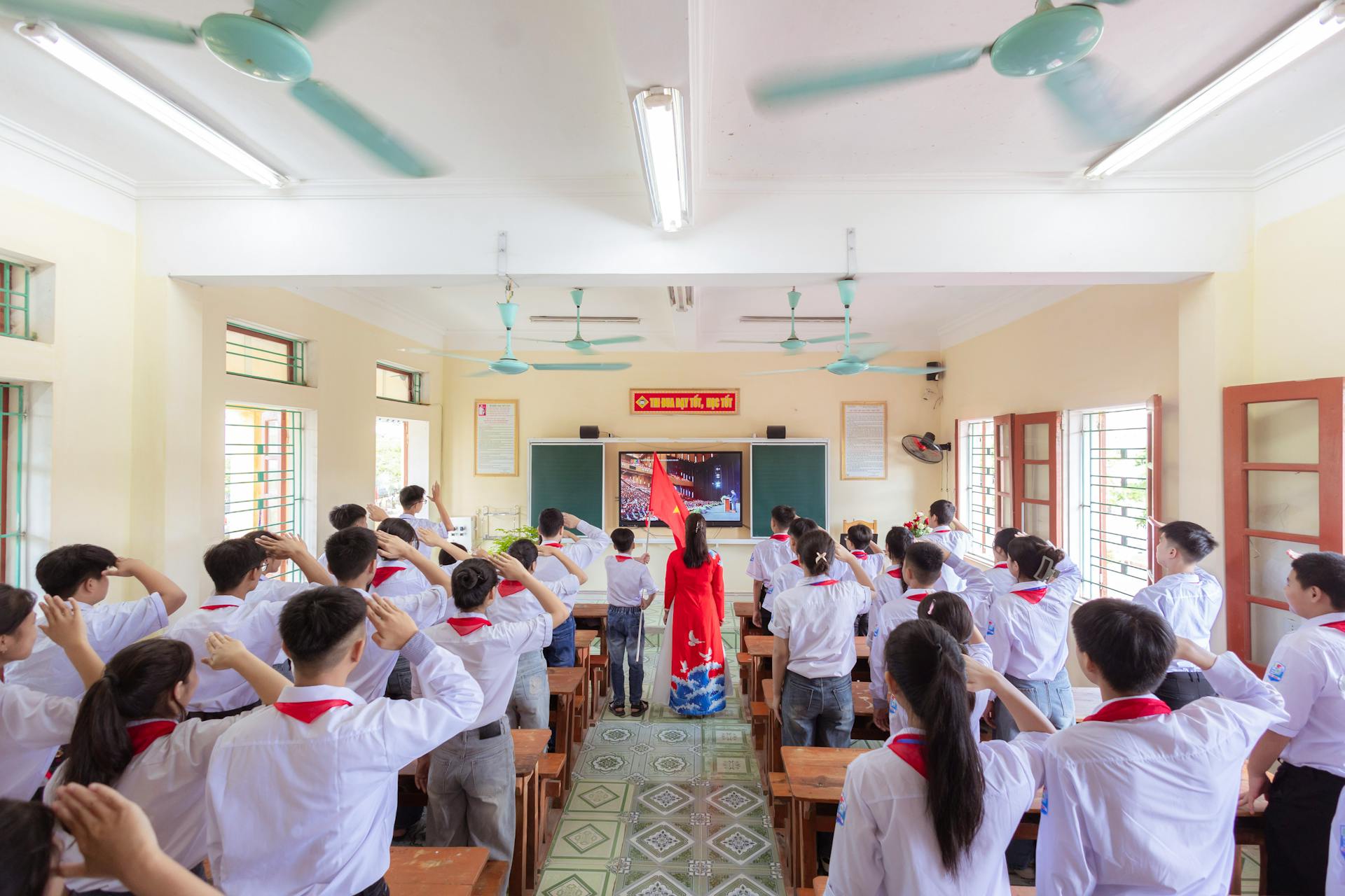 Trường học, học sinh, student, school, chào cờ, khai giảng, lá cờ Việt Nam, lá cờ, Việt Nam - HONG SON 1