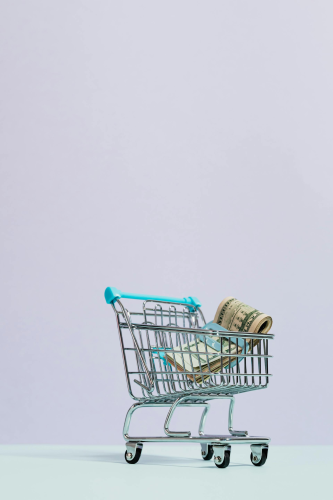 Giỏ hàng, tiền, giảm giá, sale, khuyến mãi, shopping cart, money, promotions, discounts- Karola G