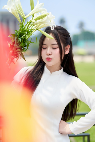 Áo dài, Thiếu nữ, young woman, cô gái, girl, vietnamese dress, nón lá, conical hat, lá cờ, flag, lăng Bác, bảo tàng - Toàn Văn 19