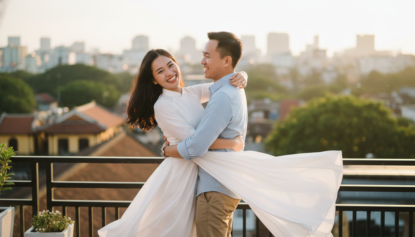 cặp đôi yêu nhau hạnh phúc, ôm bạn gái xoay tròn . Với đặc...