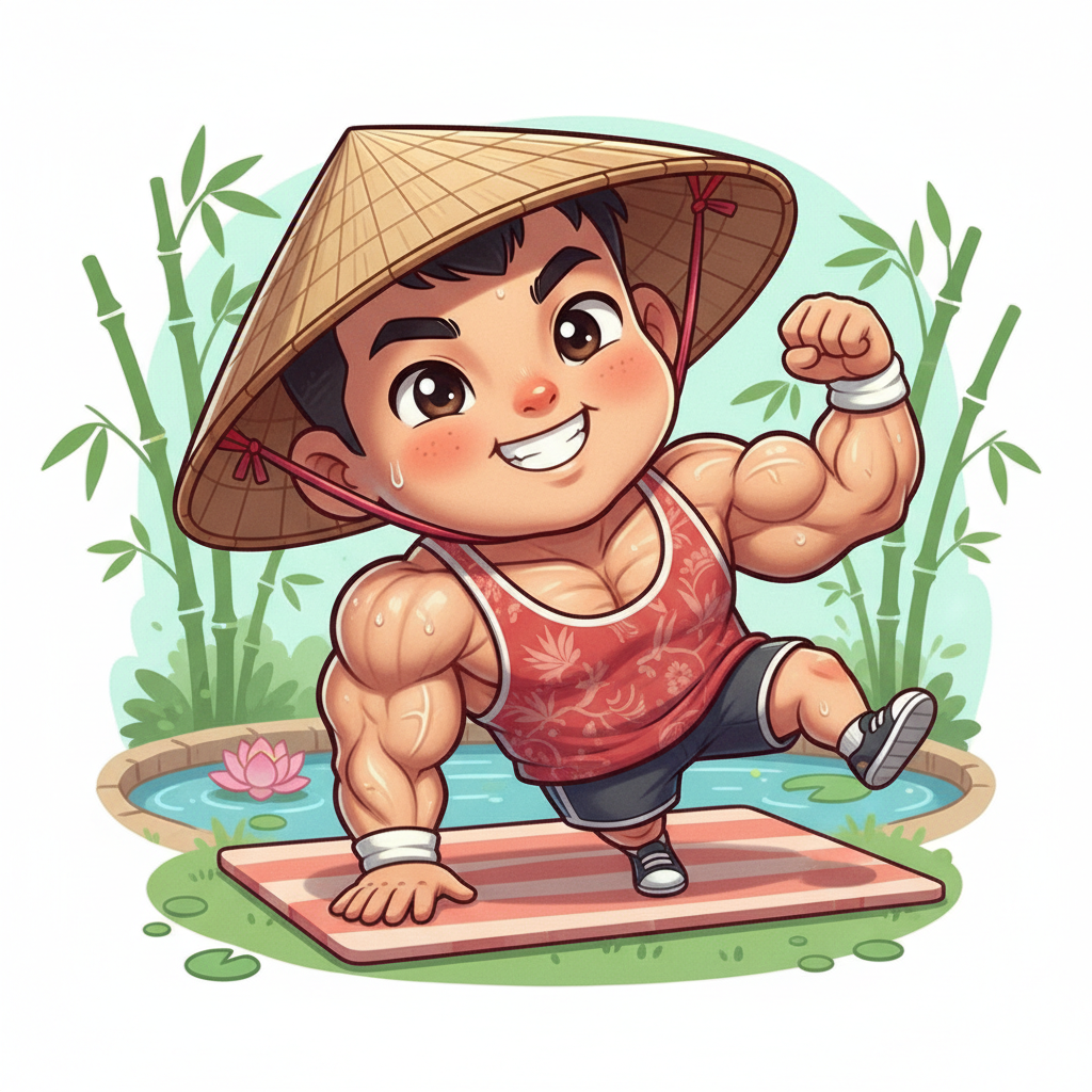 hình ảnh người nam đang chống đẩy, một cách vui nhộn hài...